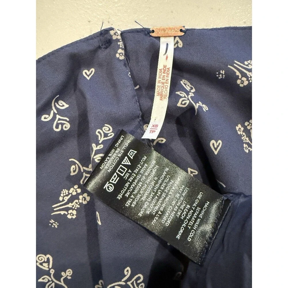 Free People x Revolve Beasley Mini Dress Womens XS Navy Floral Twee Coquette